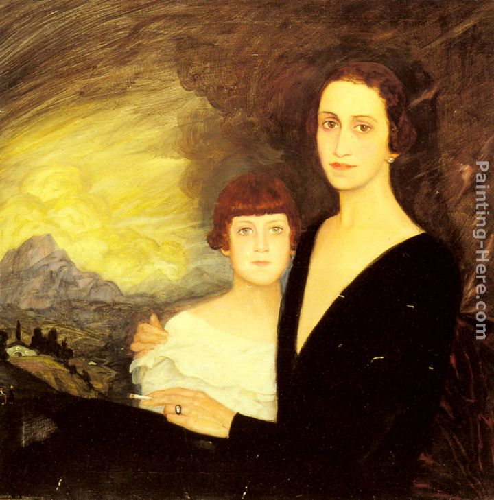 Mother and Daughter painting - Ramon De Zubiaurre Mother and Daughter art painting